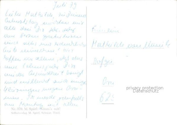 Spoetl Maria Kuenstlerkarte Nimms mit Nr. 370 Kind Blumen Schwalbe – Bild 2