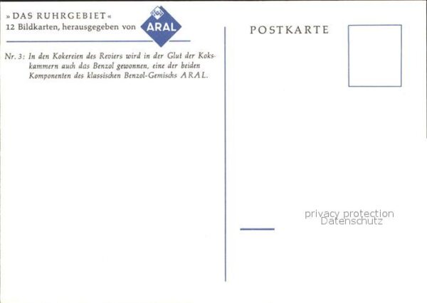 Werbung Reklame Aral Das Ruhrgebiet Bildkarte Nr. 3 Kok – Bild 2