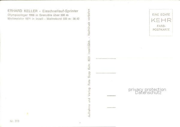 Eislaufen Schlittschuhlaufen Erhard Keller Eisschnelllauf-Sprinter – Bild 2