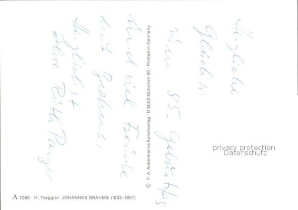 Kuenstlerkarte H. Torggler Johannes Brahms Nr. 7080 – Bild 2