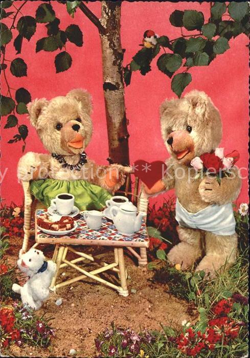 Teddy Teddybaer Teddy-bear Kaffeekränzchen Herz Hund Rosen