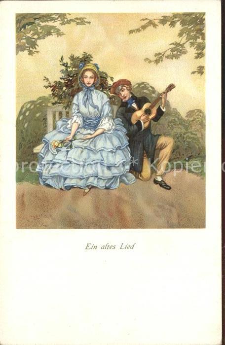 Gitarre Ständchen Student Paar Litho