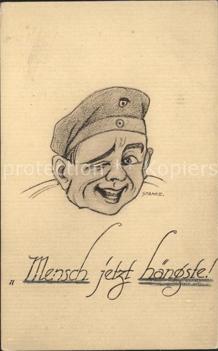Kuenstlerkarte Stanke Soldat Mensch jetzt hängste