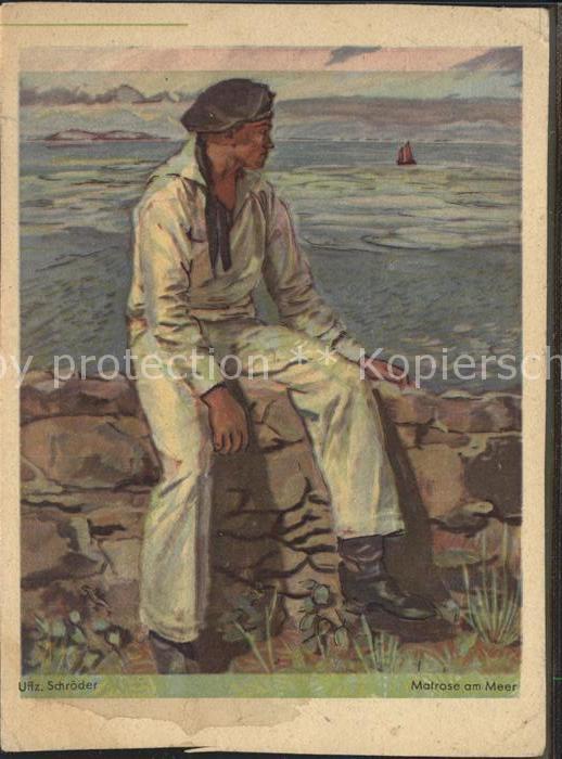 Kuenstlerkarte Uffz. Schröder Matrise am Meer