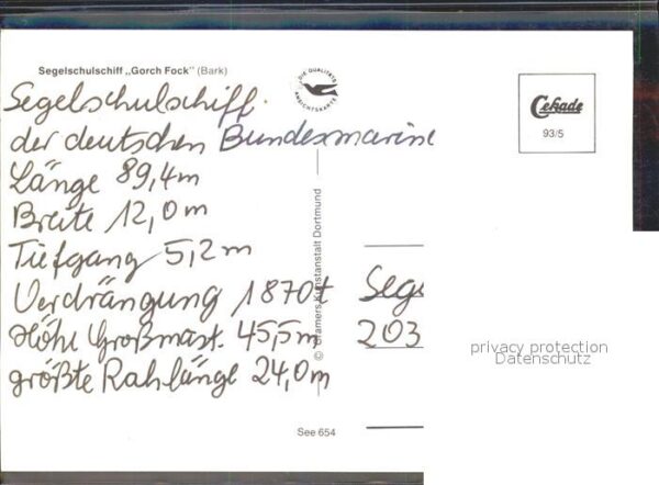 Segelschiffe Segelschulschiff Gorch Fock – Bild 2