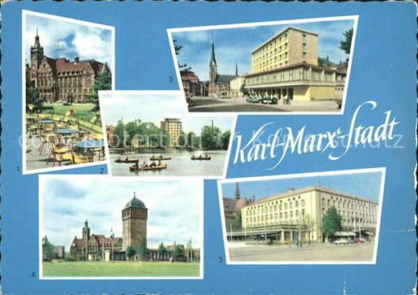 Karl-Marx-Stadt Rathaus Hochhaus Schlossteich Roter Tur