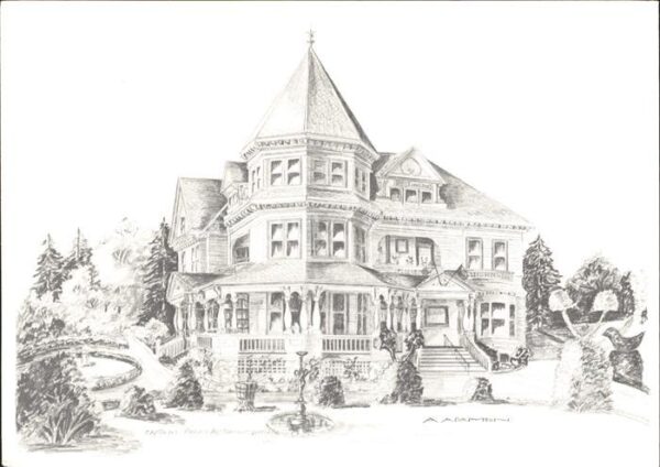 Victoria British Columbia Captains Palace Restaurant Zeichnung