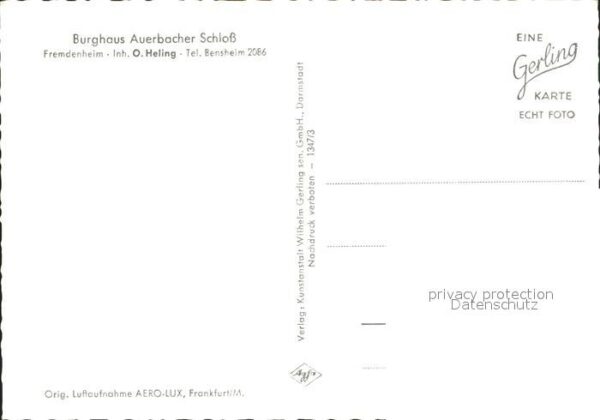 Auerbach Bergstrasse Burghaus Auerbacher Schloß Fliegeraufna – Bild 2