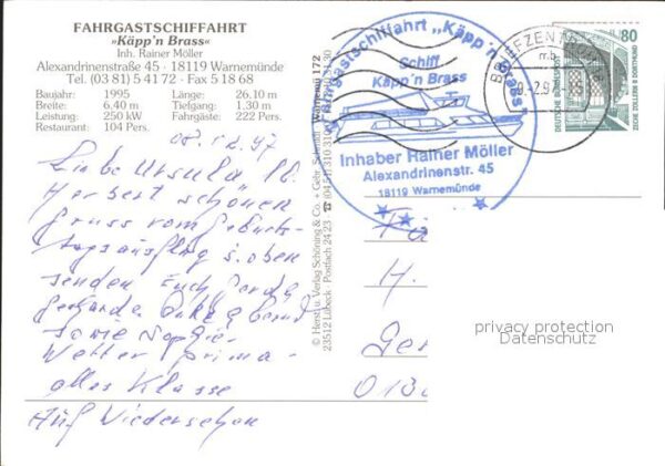 Warnemuende Ostseebad Käppn Brass Fahrgastschiff – Bild 2