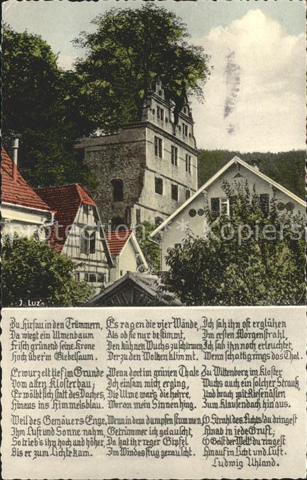 Hirsau Teilansicht Schloss Gedicht Ludwig Uhla