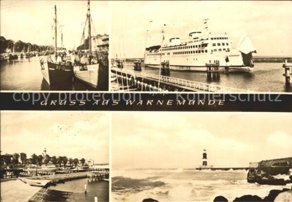 Warnemuende Ostseebad Fähre Fischkutter Promenade Leuchtturm
