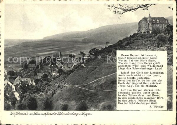 Schwalenberg Künstlerklause Panorama Gedicht F. Wien
