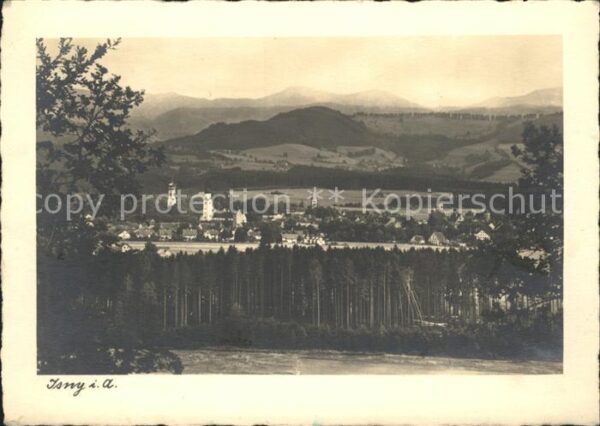 Isny Allgaeu Gesamtansicht mit Alpenpanorama