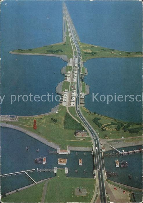 Afsluitdijk Stevinsluizen Deich Fliegeraufnahme