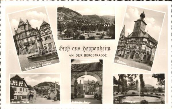 Heppenheim Bergstrasse Apotheke Brunnen Totalansicht Rathaus K