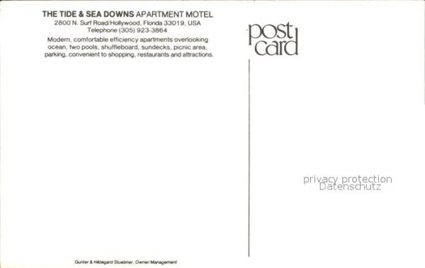 Hollywood Florida The Tide and See Downs Apartment Motel – Bild 2