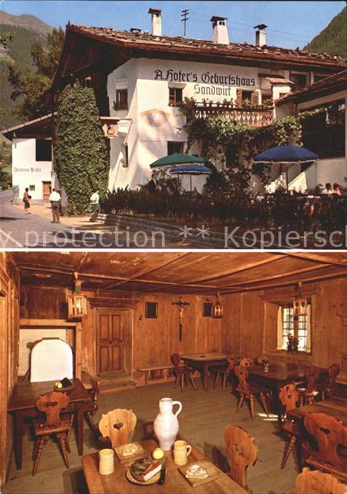 St Leonhard Passeier Sandwirt Gaststube Andreas Hofers Gebur