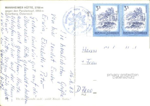 Vorarlberg Mannheimer Hütte mit Panülerkopf – Bild 2