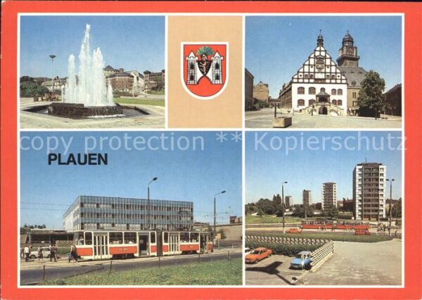 Plauen Vogtland Rathaus Brunnen Bahnhof Punkthäuser