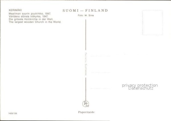 Finnland Suomi Fliegeraufnahme Kerimäki Kirche innen – Bild 2