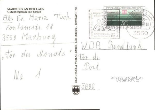 Marburg Lahn Gutenbergstrasse mit Schloß – Bild 2