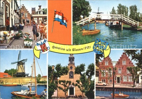 Sloten Sleat Windmühel Strassenpartie Kirche