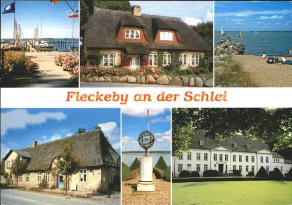 Fleckeby Schlei Hafen Reetdachhäuser