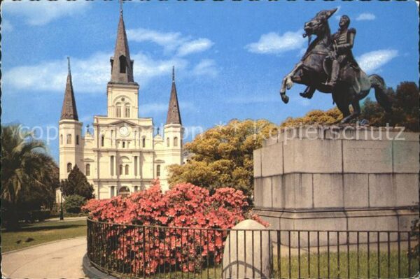 New Orleans Louisiana St. Louis Cathedral and Jackson Monumen