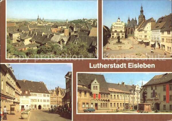 Eisleben Markt mit Luther-Denkmal August-Bebel-P