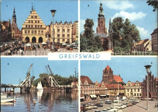 Greifswald Mecklenburg Vorpommern Rathaus Nikolaidom Wiecker Brücke
