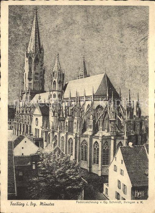 Freiburg Breisgau Münster Federzeichnung