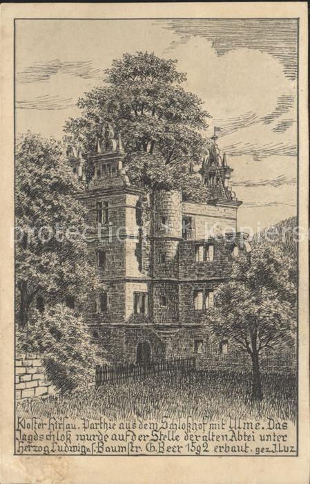 Hirsau Kloster Schlosshof mit Ulme Zeichnung