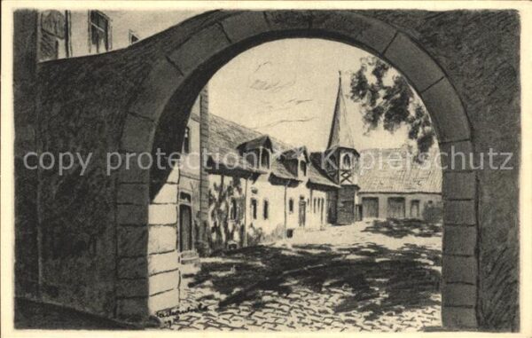 Lauterbach Hessen Burgtor Kohlezeichnung