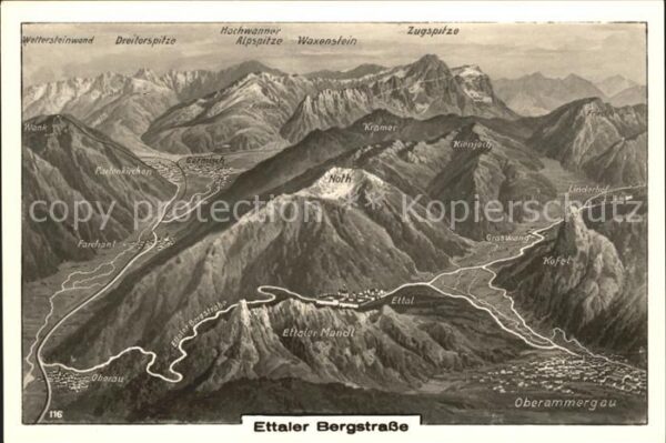 Ettal Ettaler Bergstrasse mit Oberammergau Pa
