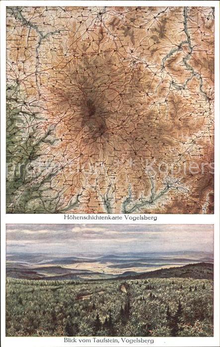 Vogelsberg Hessen Höhenschichtenkarte Panorama Blick vom