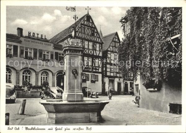 Bad Orb Marktbrunnen mit Hotel zum weissen Ross
