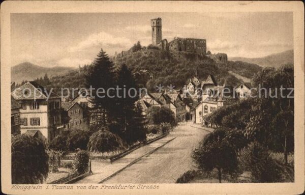 Koenigstein Taunus Ruine von der Frankfurter Strasse Kupfe