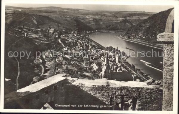 Oberwesel Rhein Blick von der Schönburg