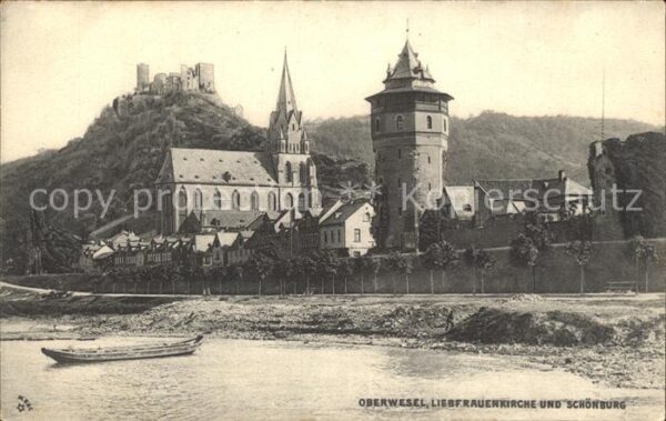 Oberwesel Rhein mit Liebfrauenkirche und Schönburg