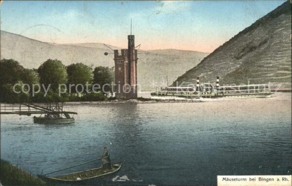 Bingen Rhein Mäuseturm Rheinschiffe