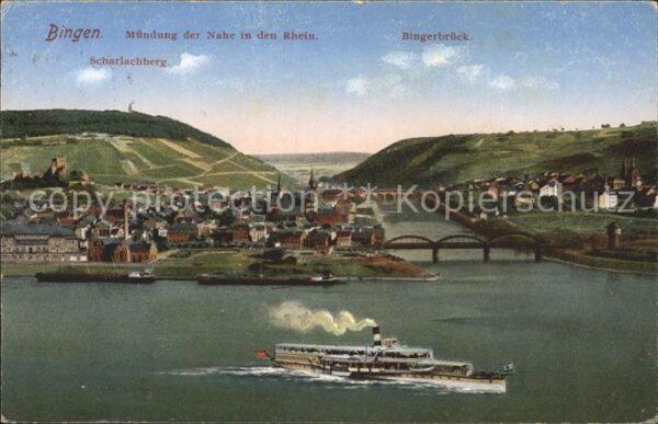 Bingen Rhein Mündung der Nahe in den Rhein mit Binge