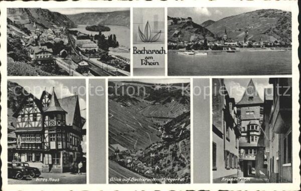 Bacharach Rhein Ortsansichten Altes Haus Blick auf Steg