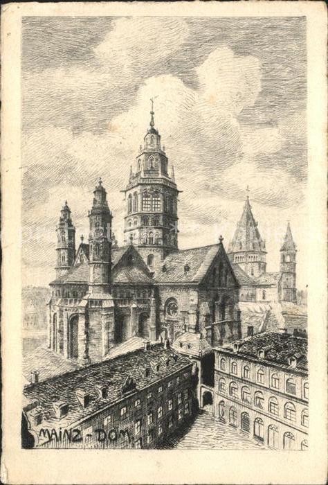 Mainz Rhein Dom Zeichnung
