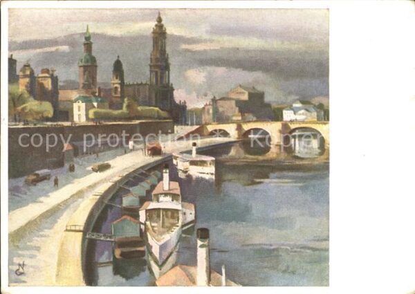 Dresden Brühlsche Terrasse Künstlerkarte