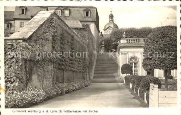 Weilburg Schlossterrasse mit Kirche Luftkurort