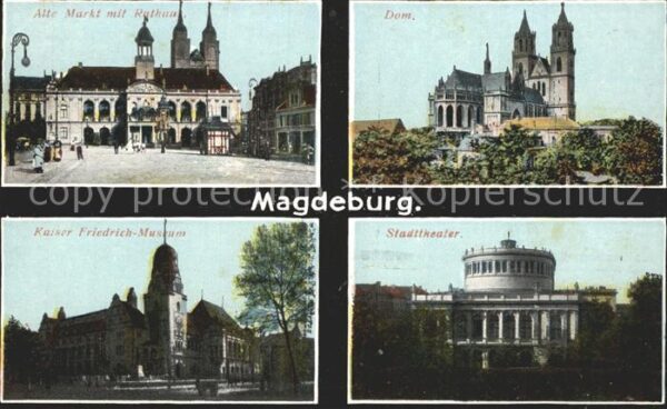 Magdeburg Markt Rathaus Dom Kaiser Friedrich Muse