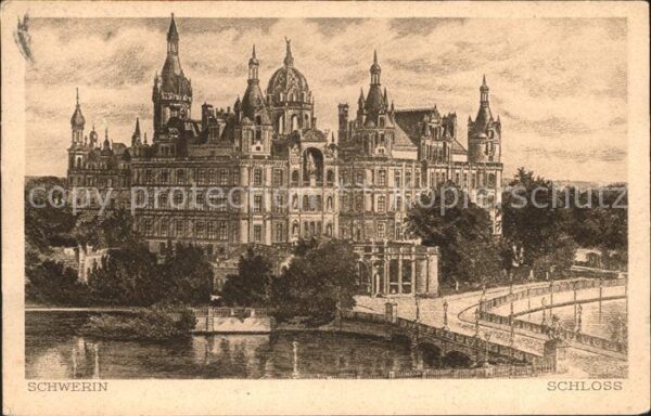 Schwerin Mecklenburg Schloss Künstlerkarte