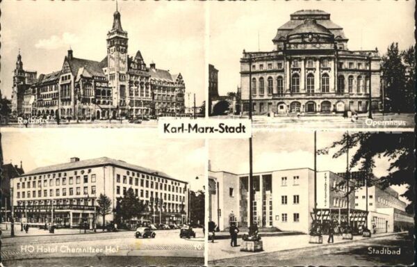 Karl-Marx-Stadt Rathaus Opernhaus Stadtbad HO Hotel Che