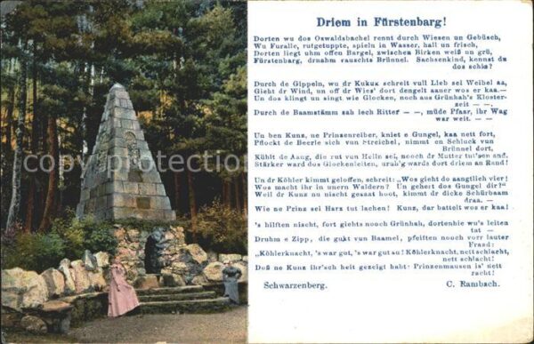 Schwarzenberg Erzgebirge Driem in Fürstenbarg Gedicht Gedenkstei
