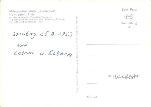 Hermsdorf Thueringen Mitropa Raststätte Teufelstal Brücke – Bild 2